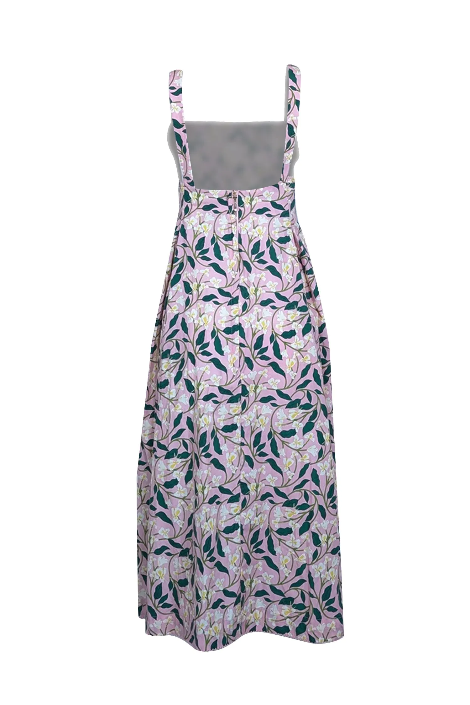Agua by Agua Bendita - Pink w/ Green & Yellow Floral Print Pleated Midi Dress Sz L