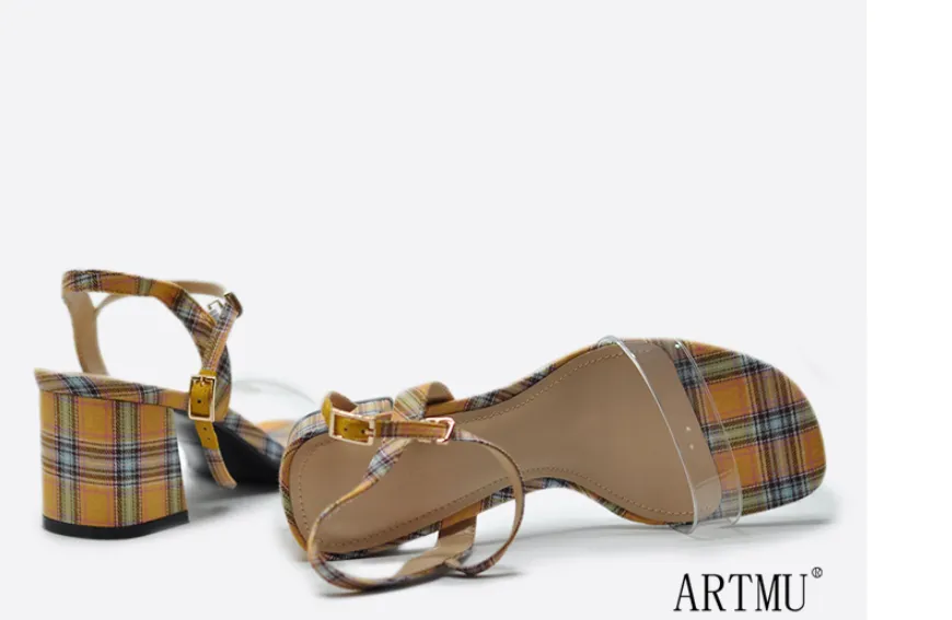 ARTMU PLAID CHECK HEELED SANDALS