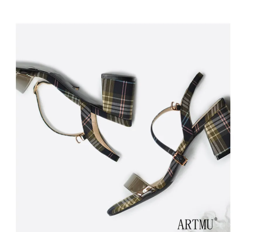 ARTMU PLAID CHECK HEELED SANDALS