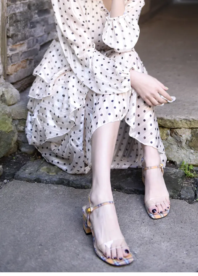 ARTMU PLAID CHECK HEELED SANDALS
