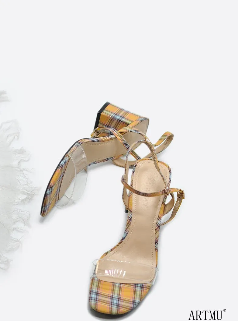 ARTMU PLAID CHECK HEELED SANDALS