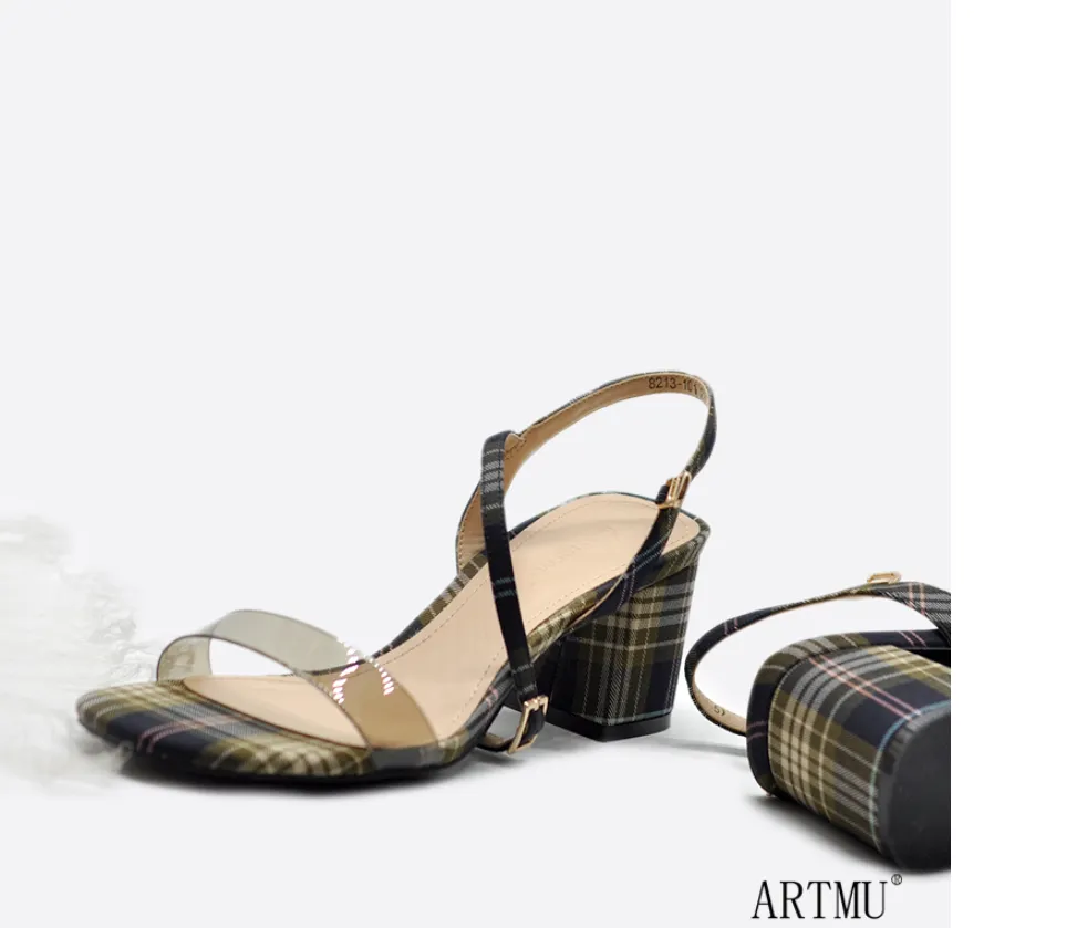 ARTMU PLAID CHECK HEELED SANDALS