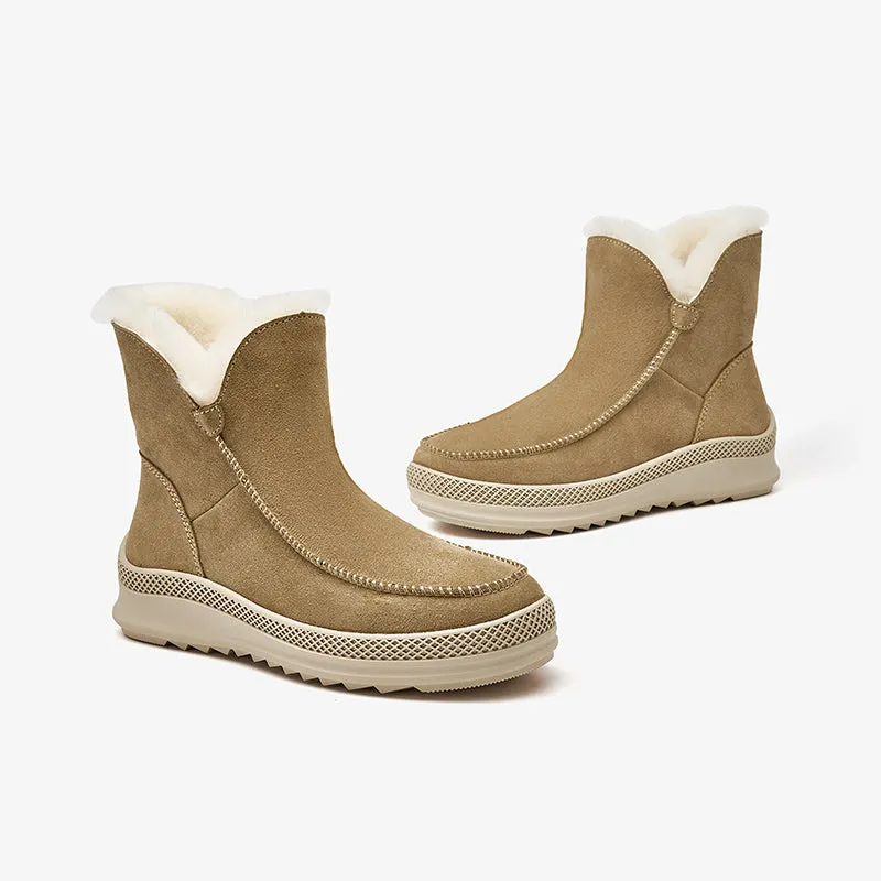 BeauToday Women Cow Suede Leather Snow Boots for Winter