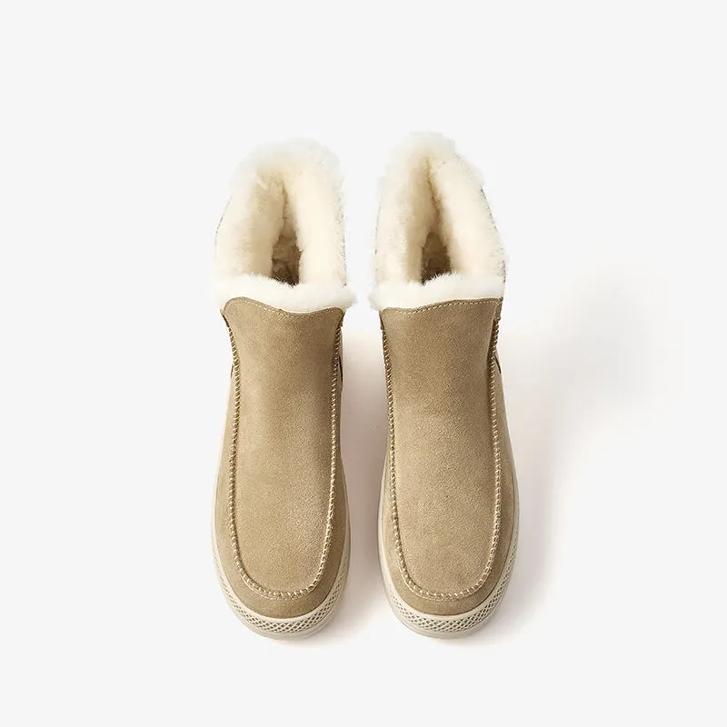 BeauToday Women Cow Suede Leather Snow Boots for Winter