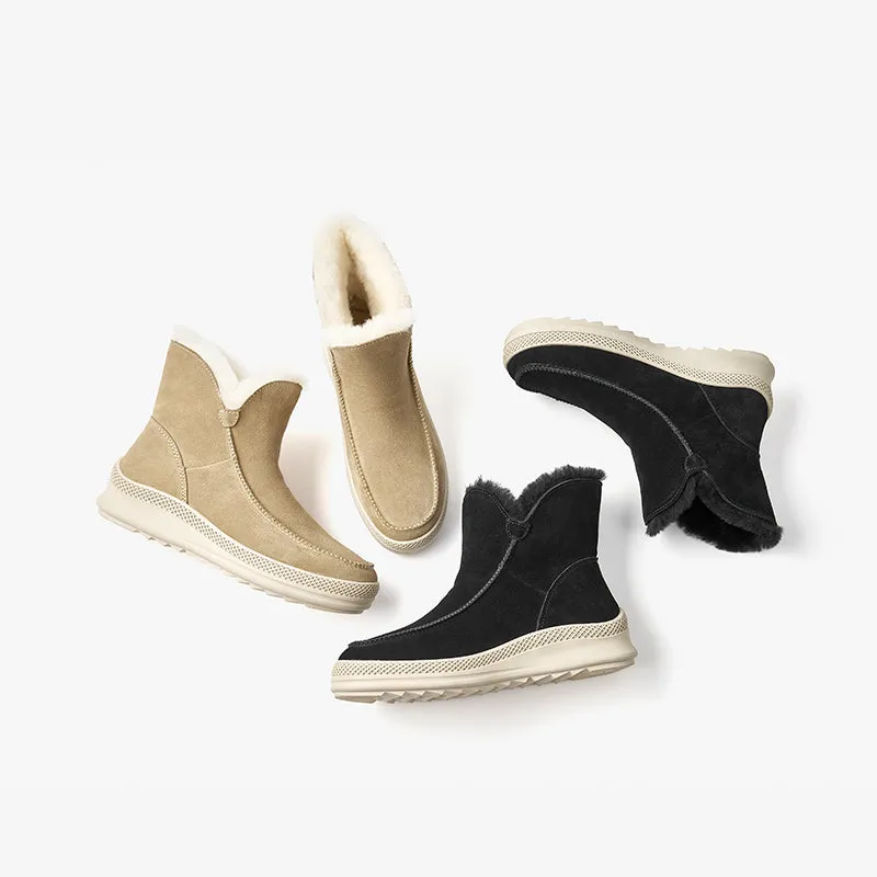 BeauToday Women Cow Suede Leather Snow Boots for Winter