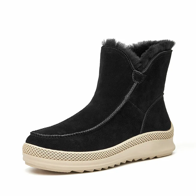 BeauToday Women Cow Suede Leather Snow Boots for Winter