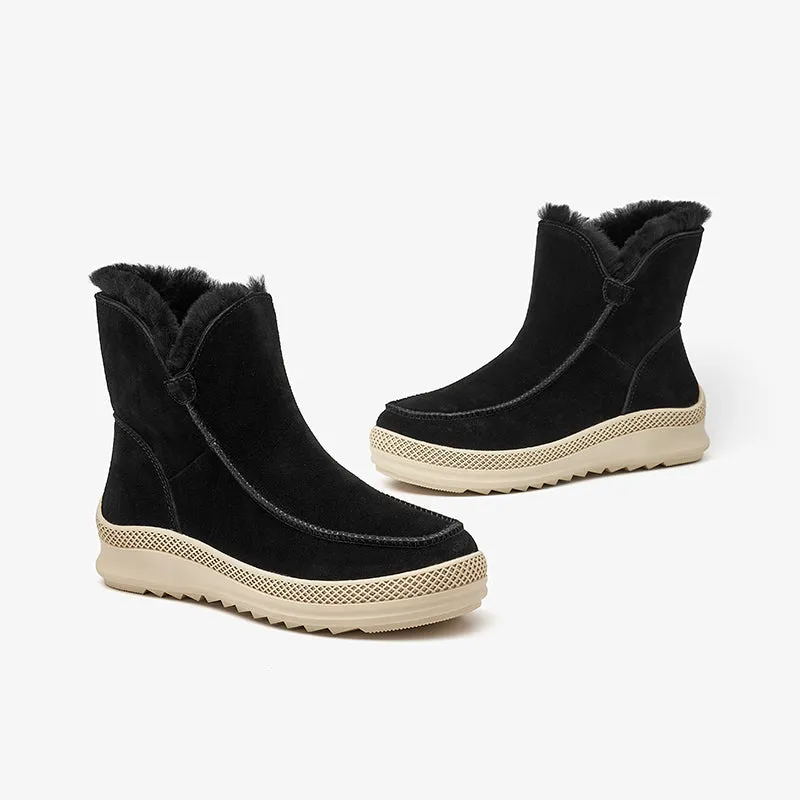 BeauToday Women Cow Suede Leather Snow Boots for Winter