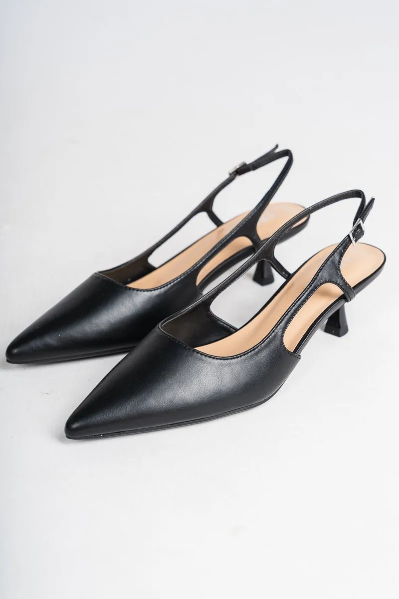 Bell pointed toe kitten heel black