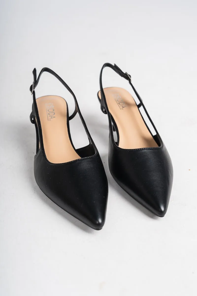 Bell pointed toe kitten heel black