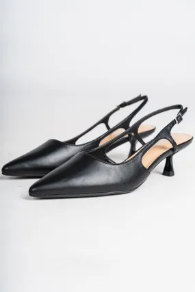Bell pointed toe kitten heel black