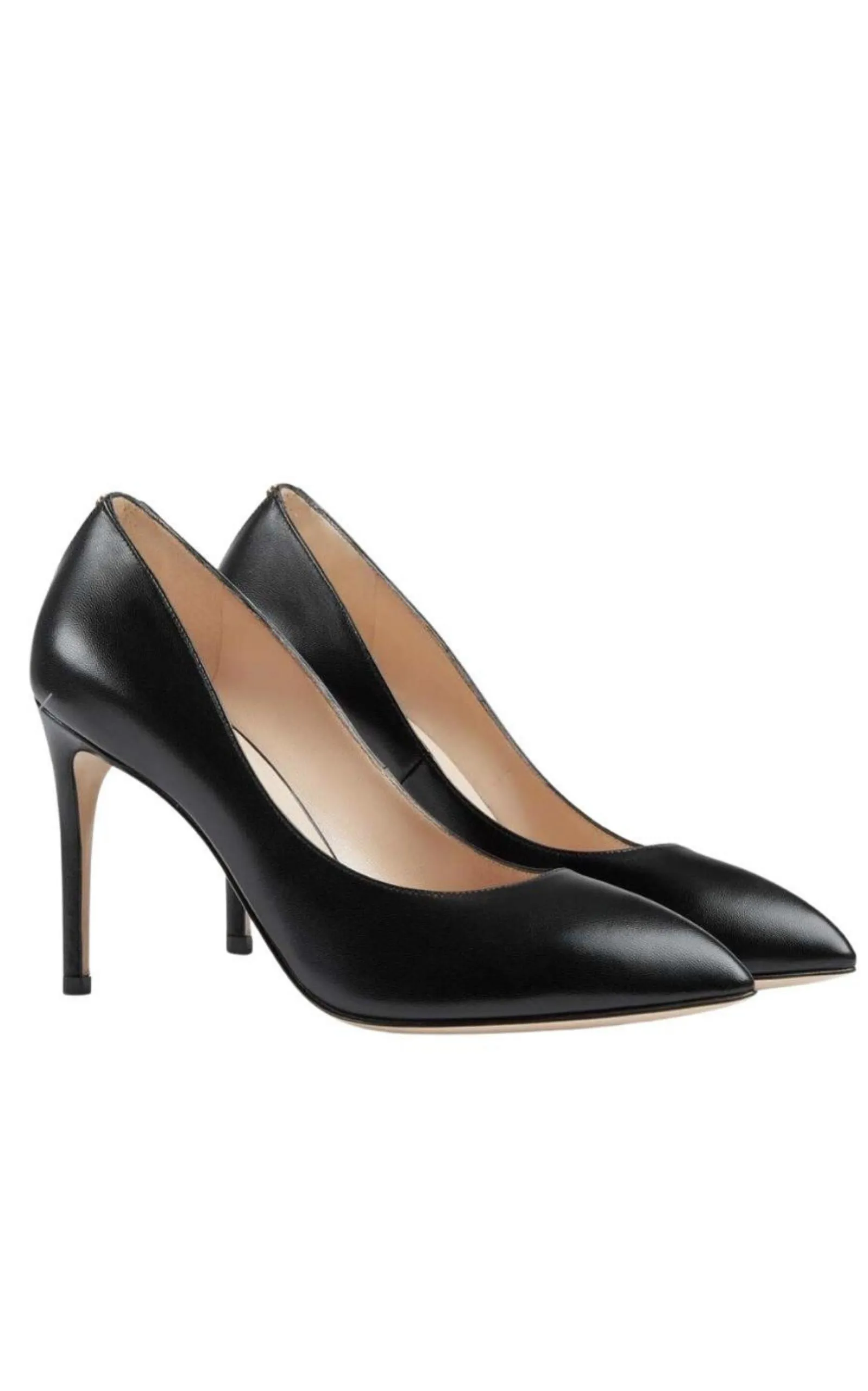 Black Leather  Stiletto Pump