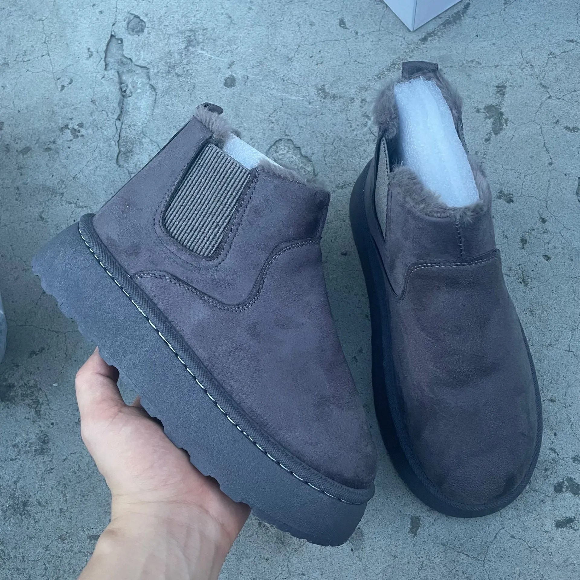 Bootara 2025 Autumn/Winter Women's New Arrivals Thick-Soled Snow Boots with Fur Lining, Round Toe Slip-On Cotton Boots