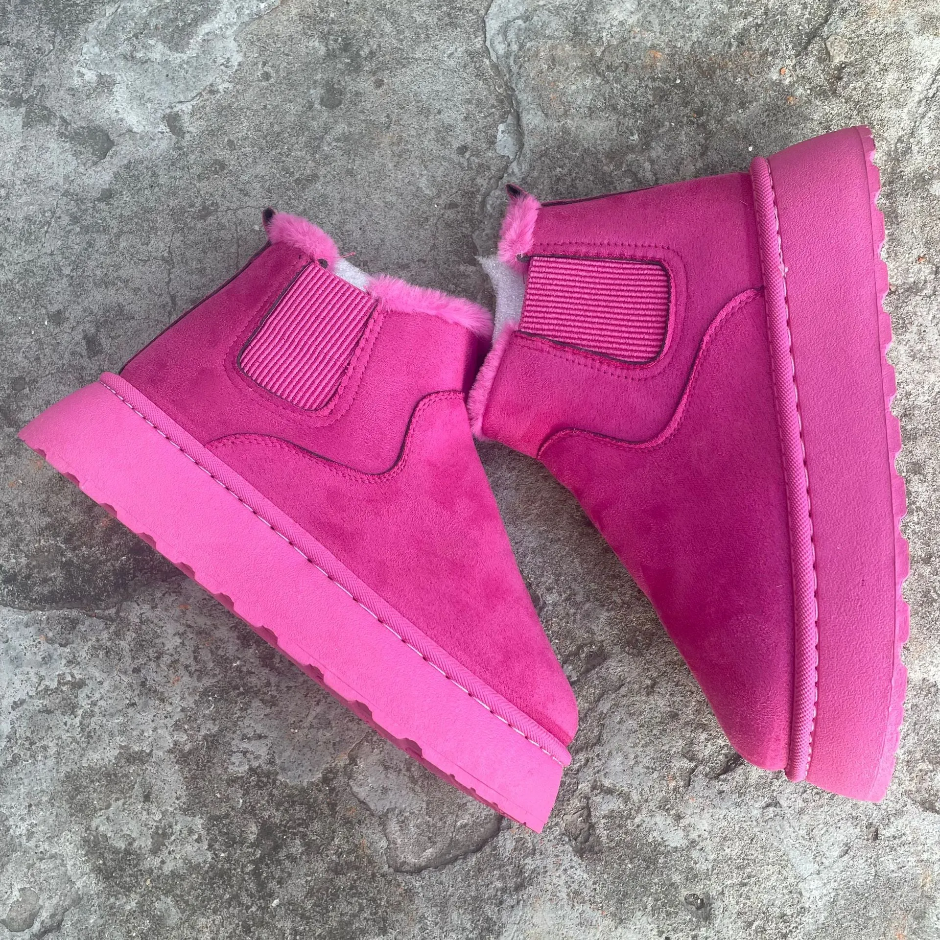 Bootara 2025 Autumn/Winter Women's New Arrivals Thick-Soled Snow Boots with Fur Lining, Round Toe Slip-On Cotton Boots