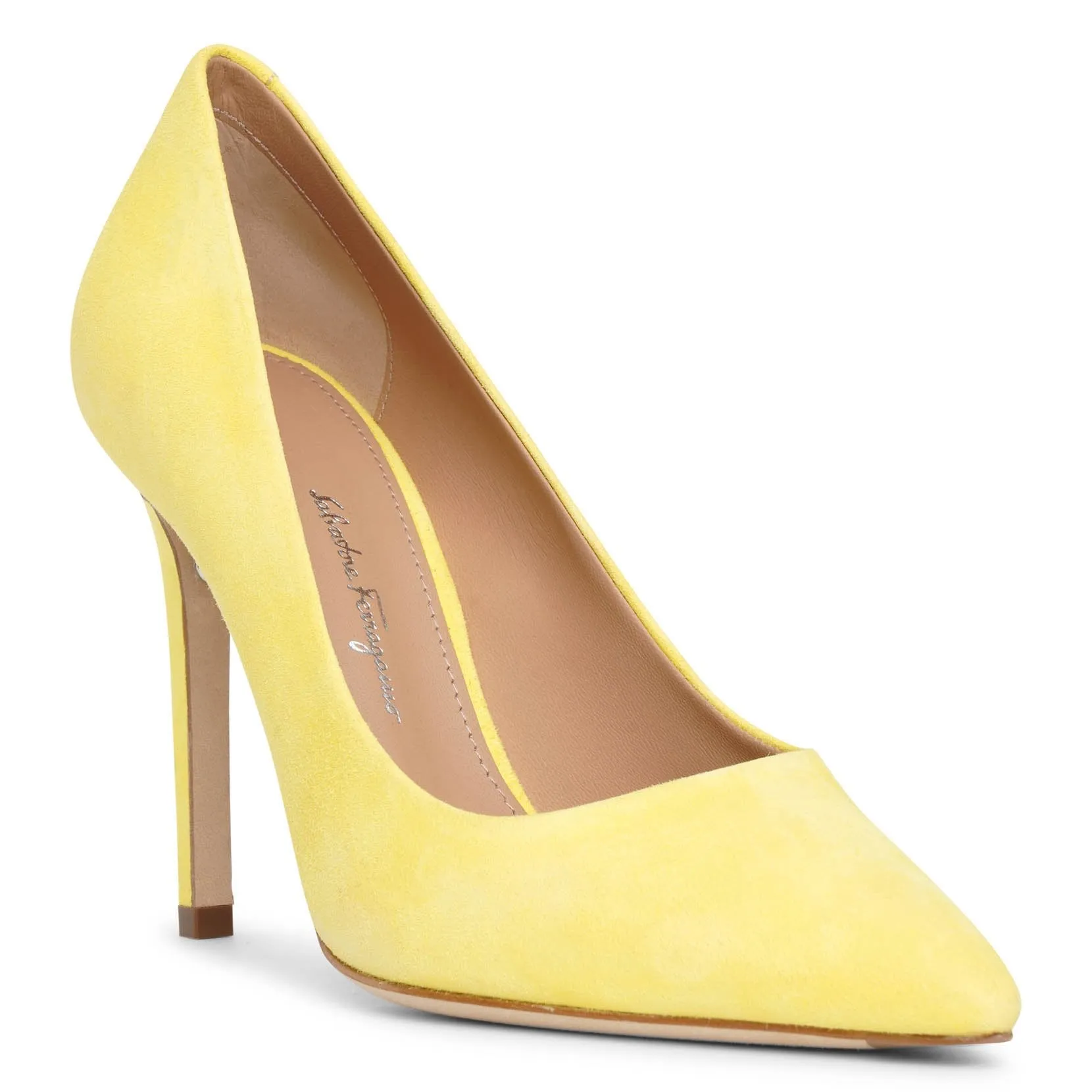 Canary yellow 105 suede pumps