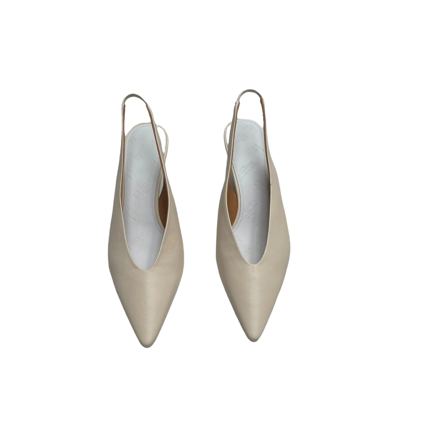 Cream Leather Kitten Heels - 7.5