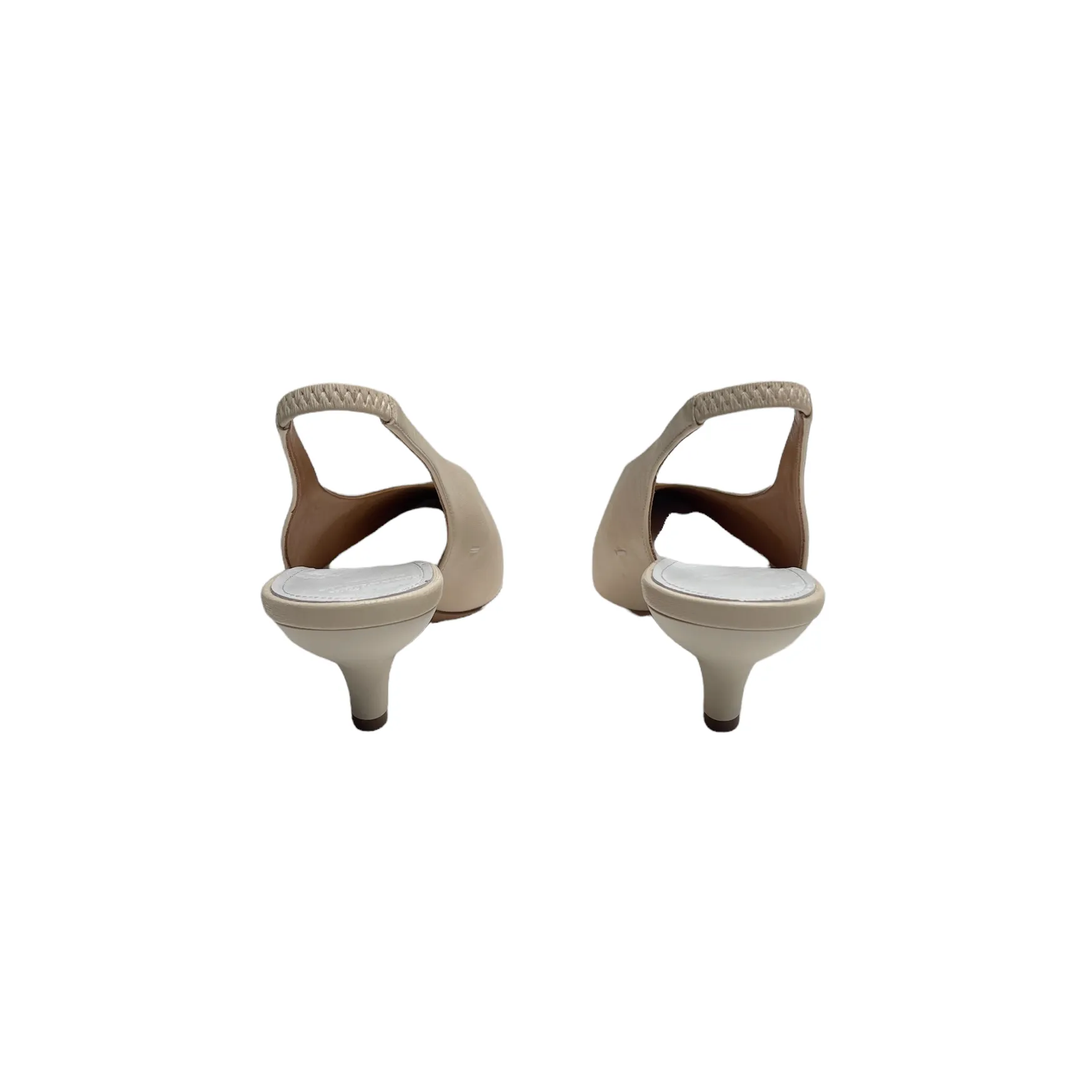 Cream Leather Kitten Heels - 7.5