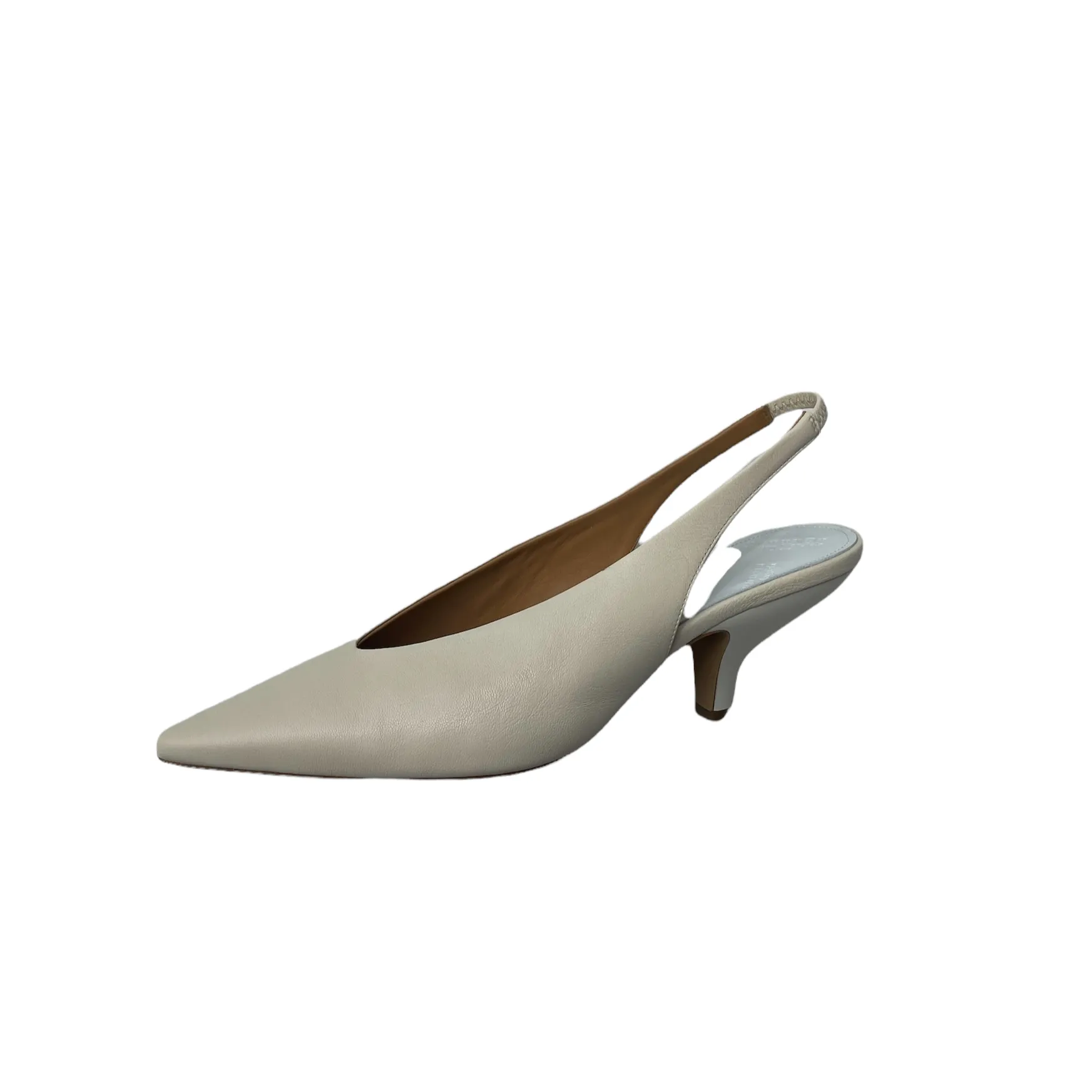 Cream Leather Kitten Heels - 7.5