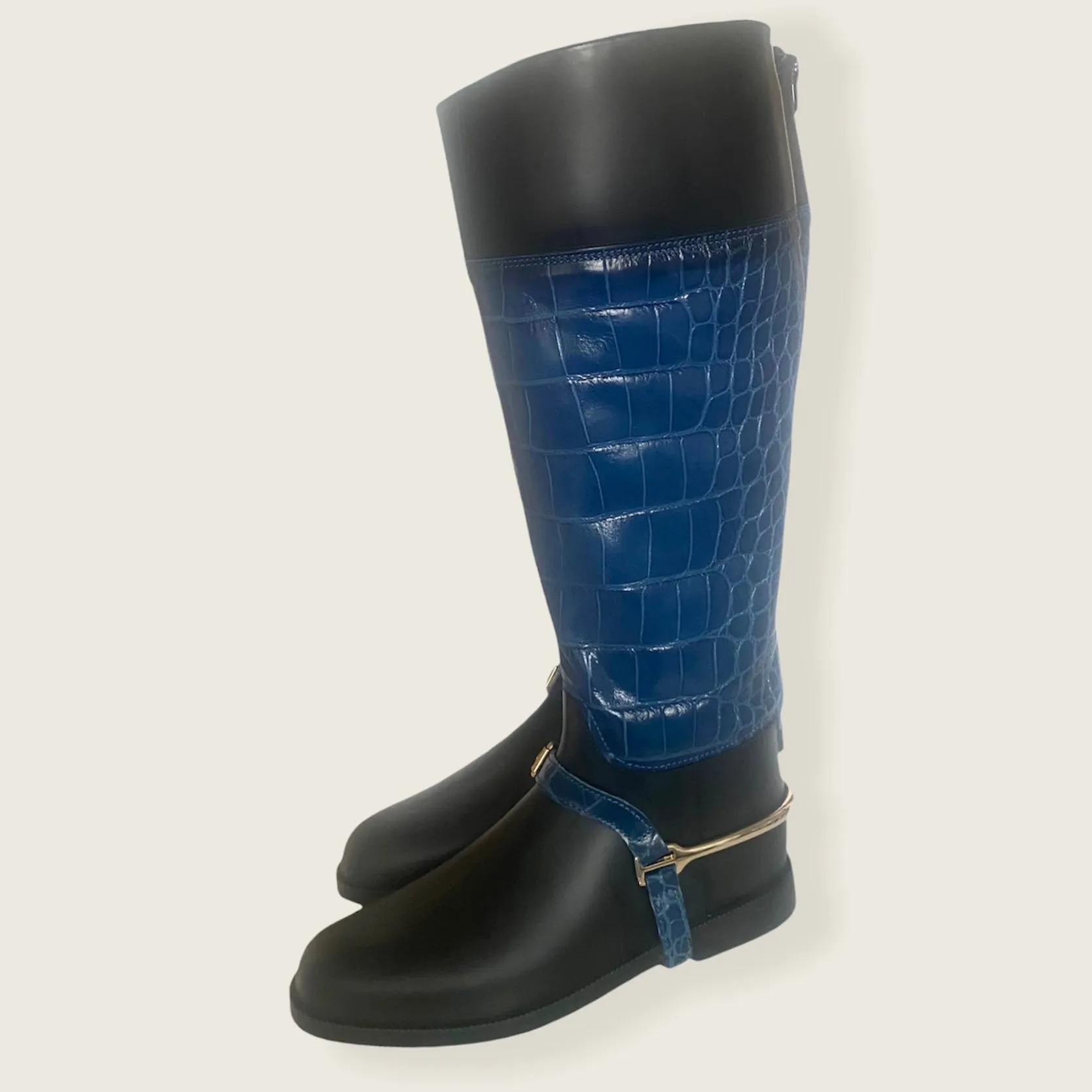 Crocodile Embossed Rain Boots in Royal Blue