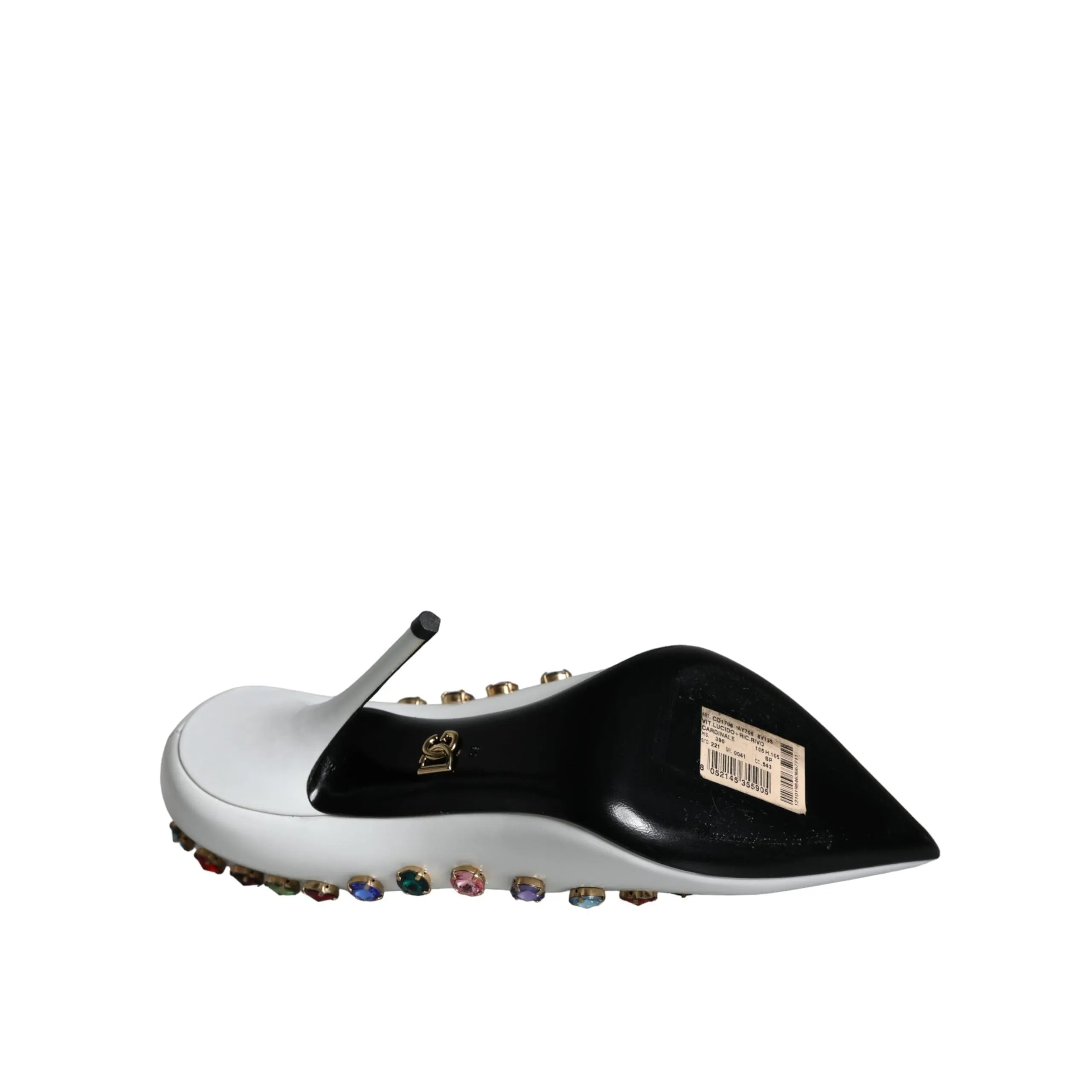 Dolce & Gabbana White Crystal Leather High Heels Pumps Shoes