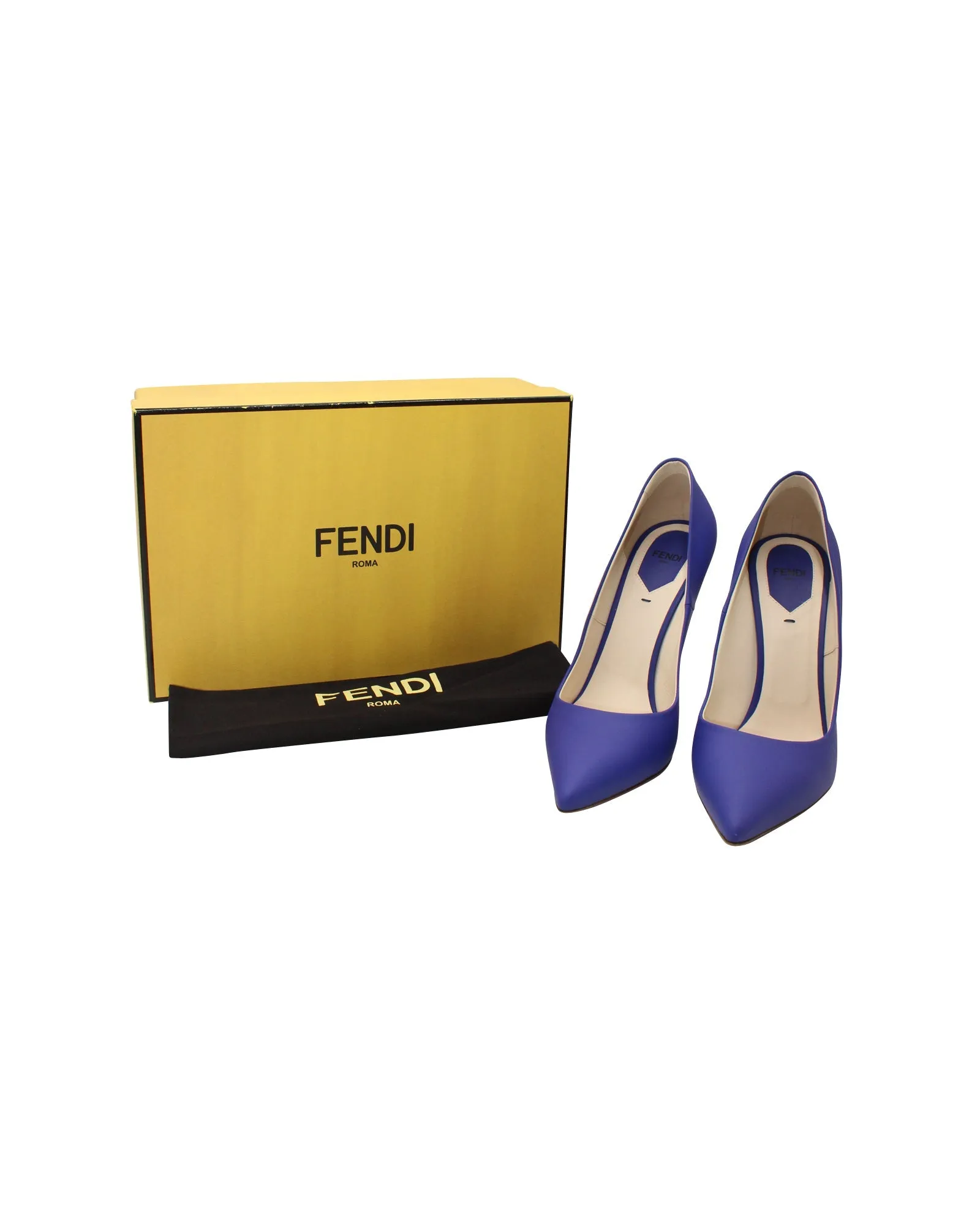Fendi Pointed Toe Pumps in Blue Leather