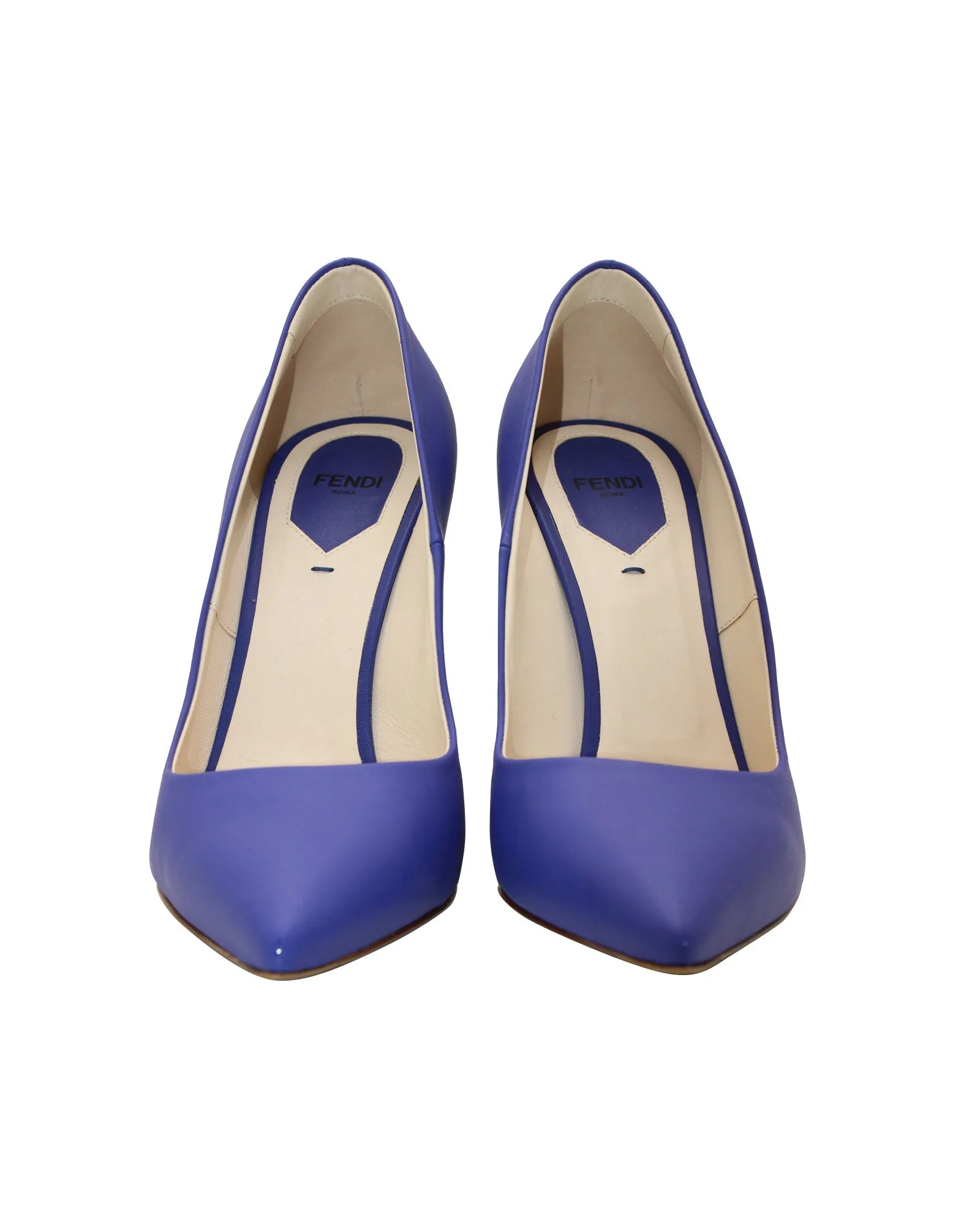 Fendi Pointed Toe Pumps in Blue Leather