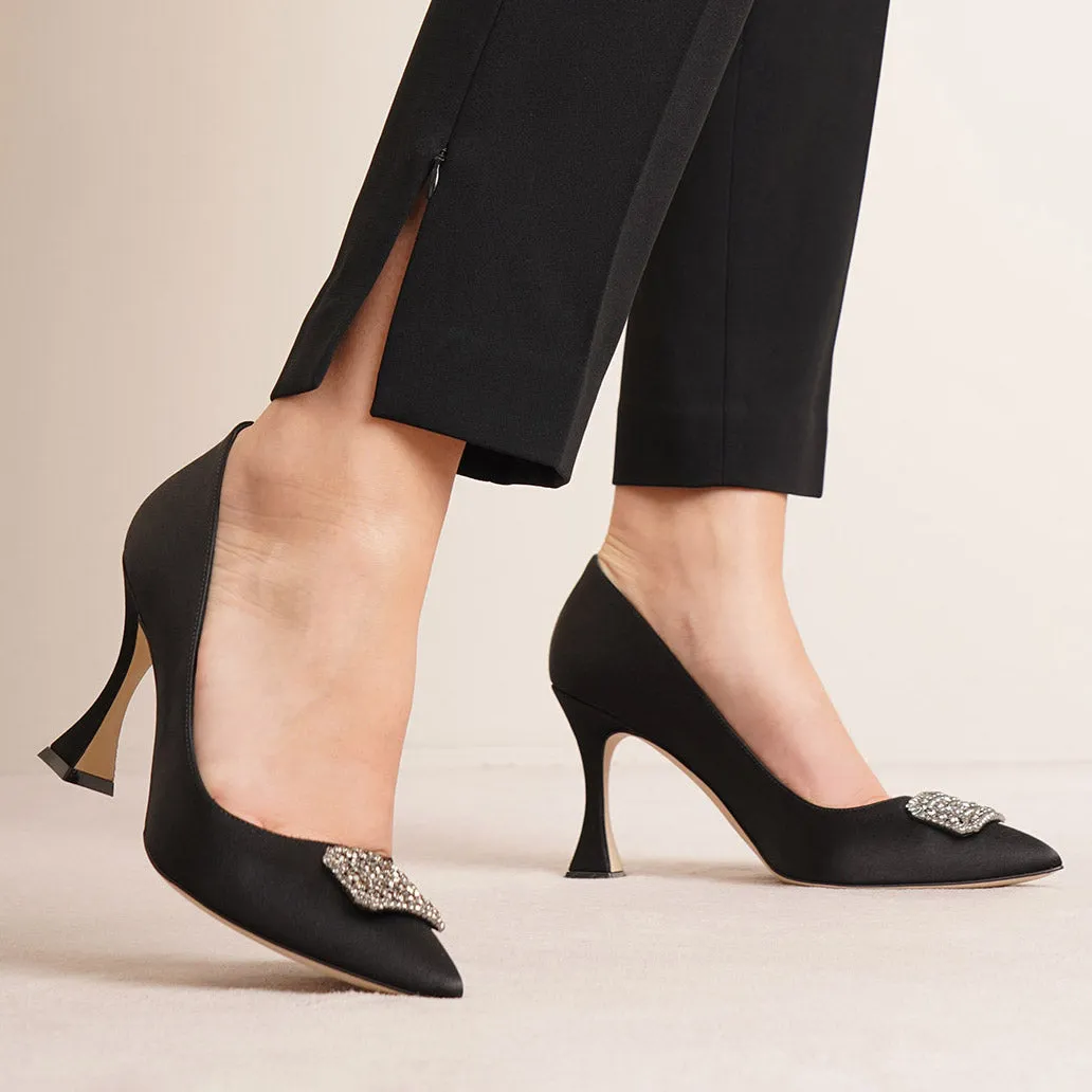 Floritanuhi 90 black crystal pumps