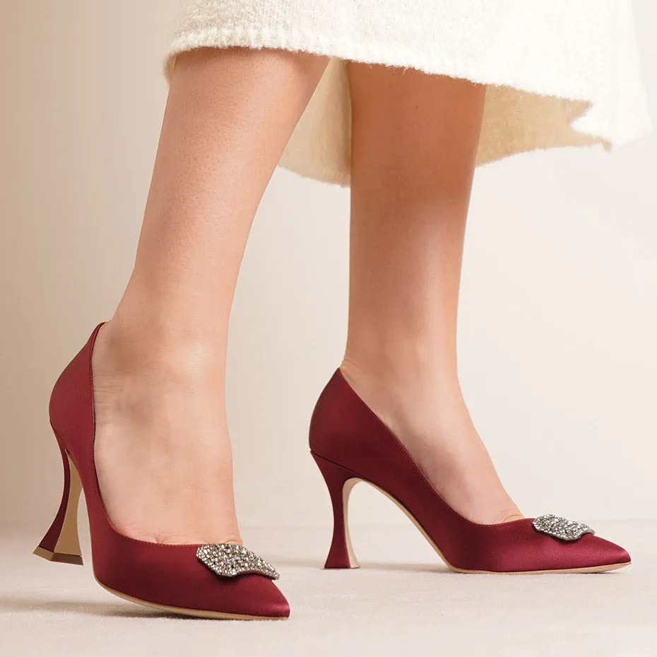 Floritanuhi 90 dark red crystal pumps