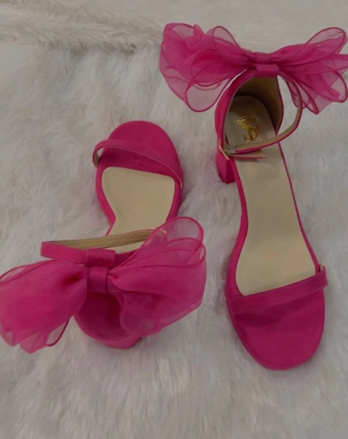Fuchsia Pink Organza Bow Heels