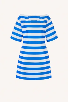 Guinevere Dress In Blue Stripe Twill