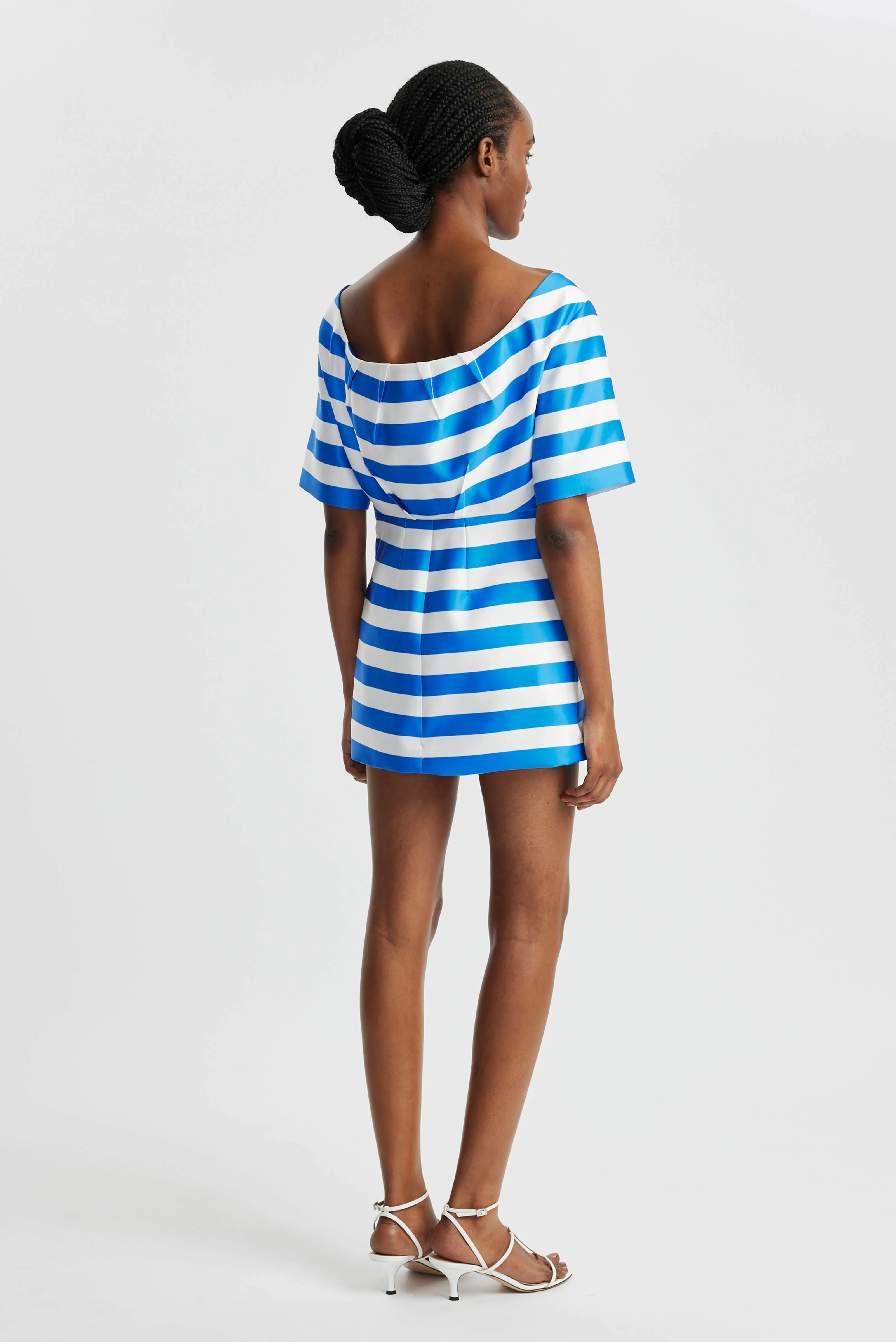 Guinevere Dress In Blue Stripe Twill