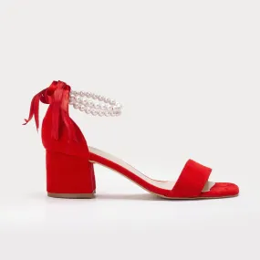 Illy - Red Bridal Shoes with Pearls