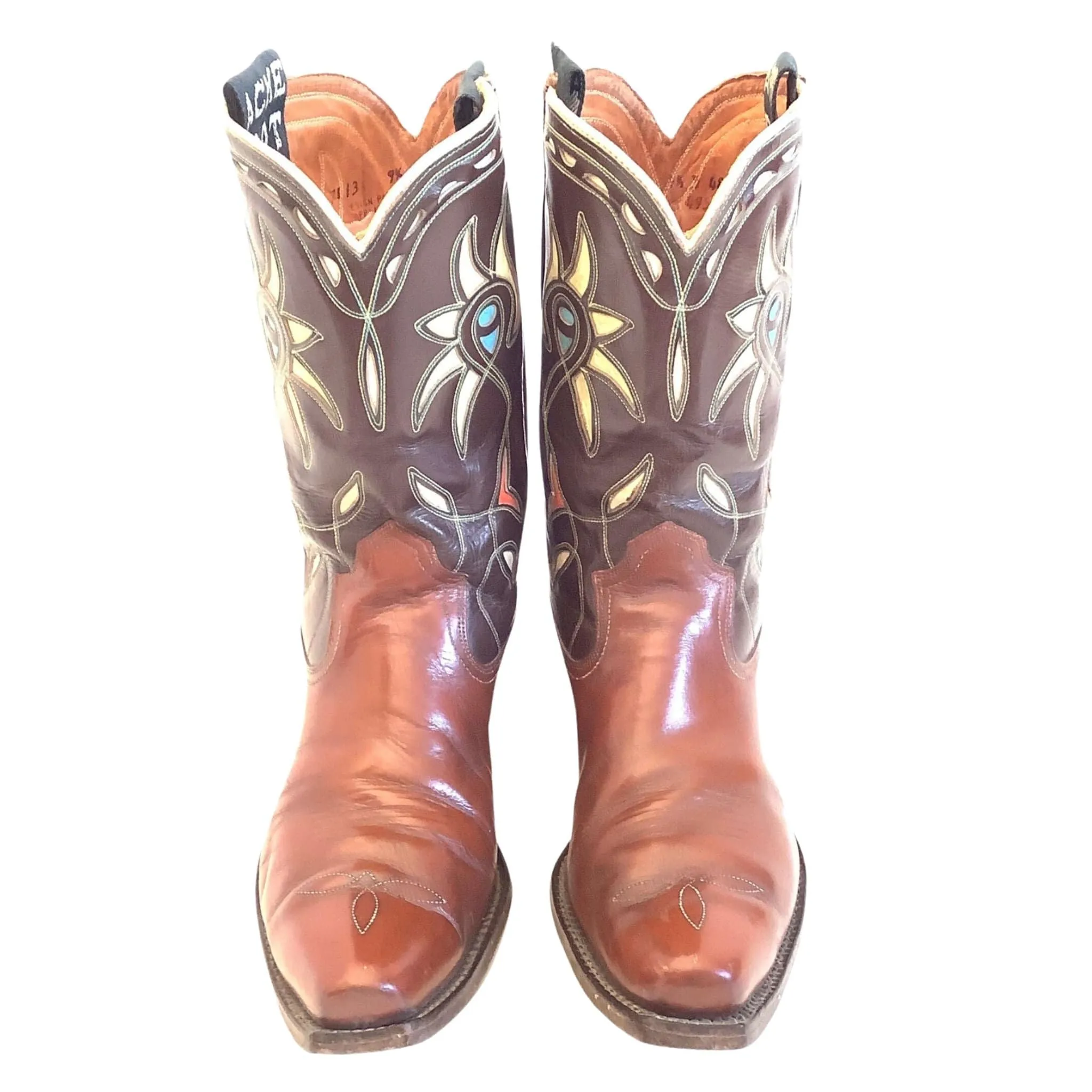 Inlaid Leather Cowboy Boots