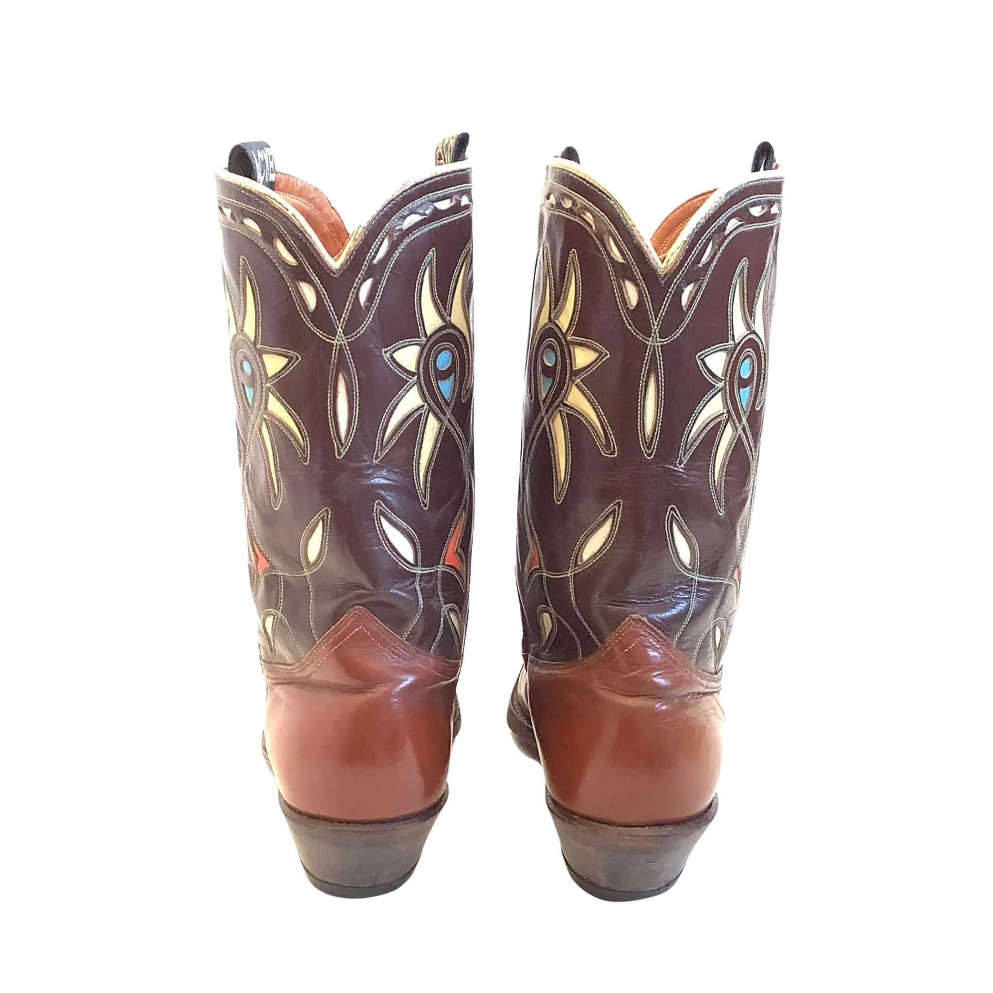 Inlaid Leather Cowboy Boots