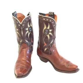 Inlaid Leather Cowboy Boots
