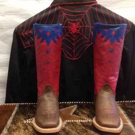 Kids cowboy Boots - Olathe Red Spider Square Toe OK42