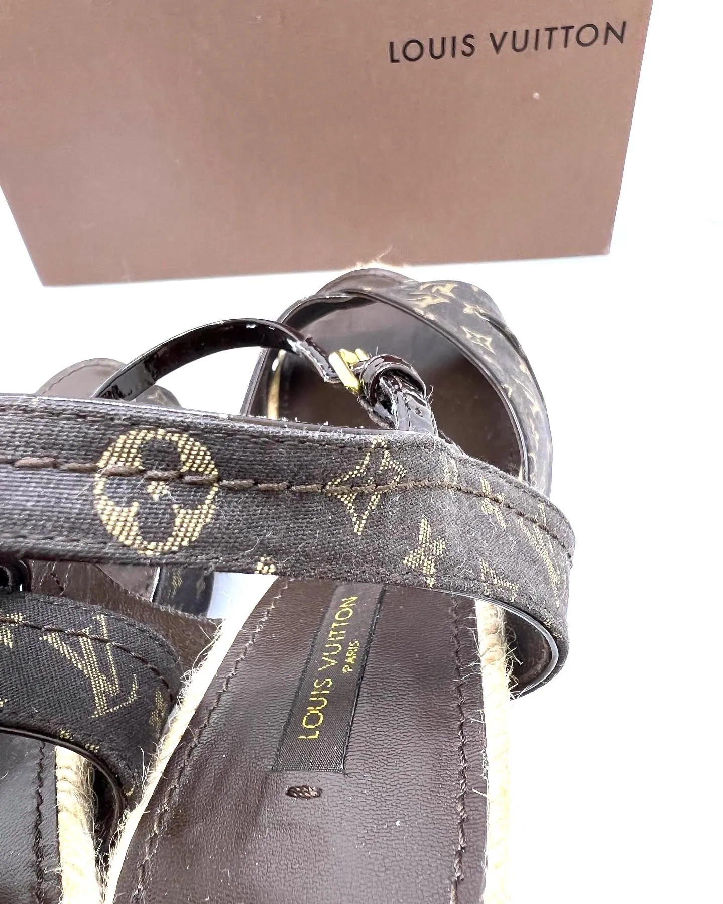 LOUIS VUITTON MONOGRAM IDYLIE MAJORCA ESPADRILLE WEDGE SANDALS