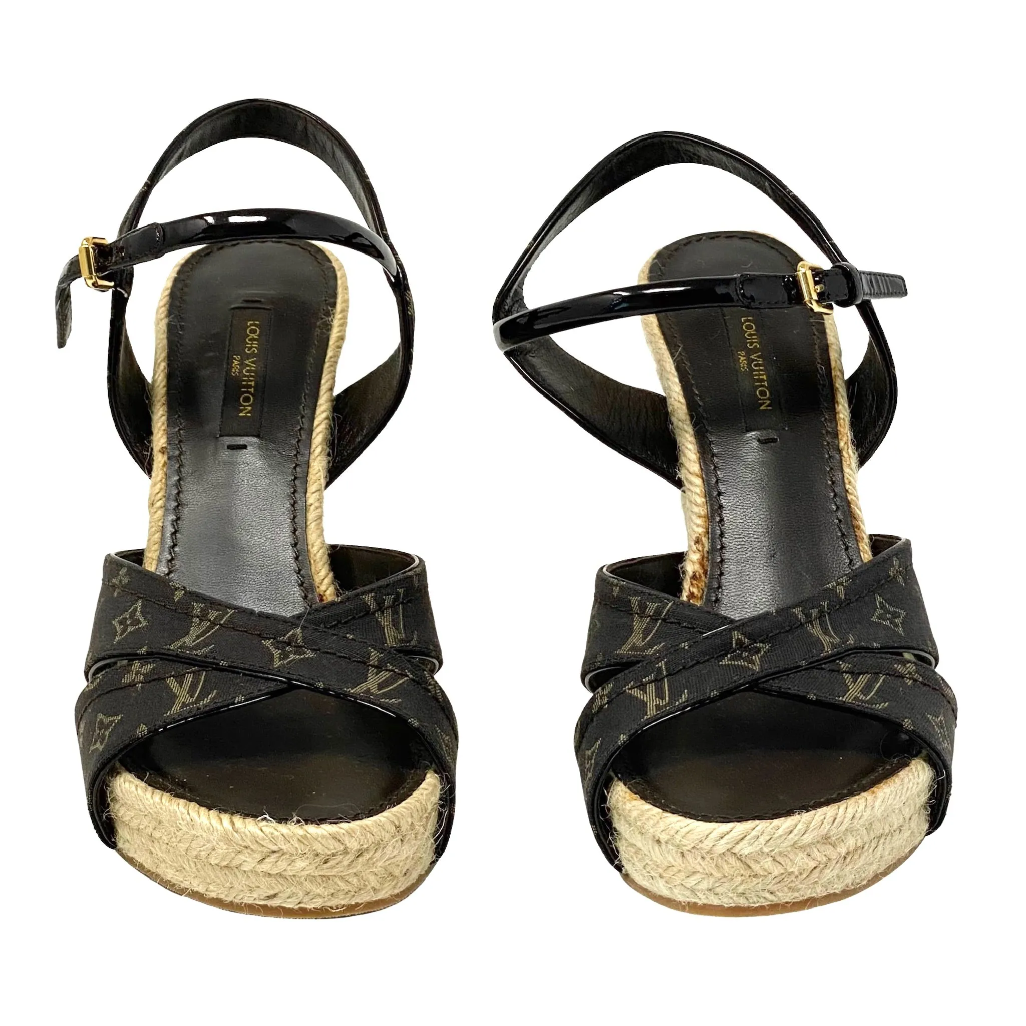 LOUIS VUITTON MONOGRAM IDYLIE MAJORCA ESPADRILLE WEDGE SANDALS