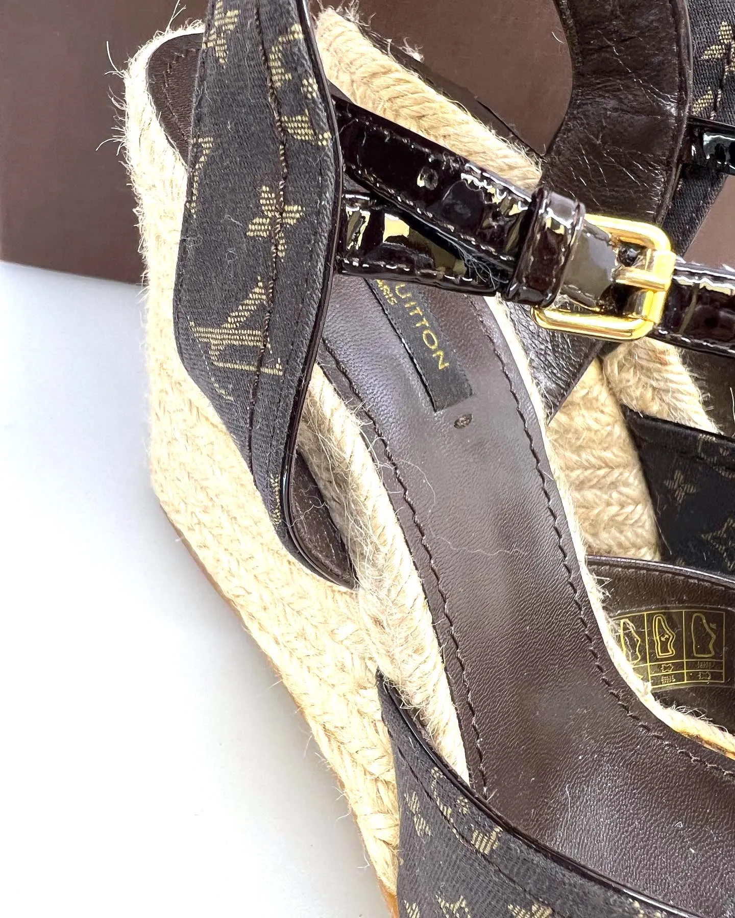 LOUIS VUITTON MONOGRAM IDYLIE MAJORCA ESPADRILLE WEDGE SANDALS
