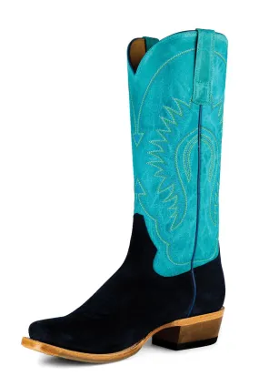 Macie Bean Womens Looney Moon Marine Blue Suede Cowboy Boots 7.5 M