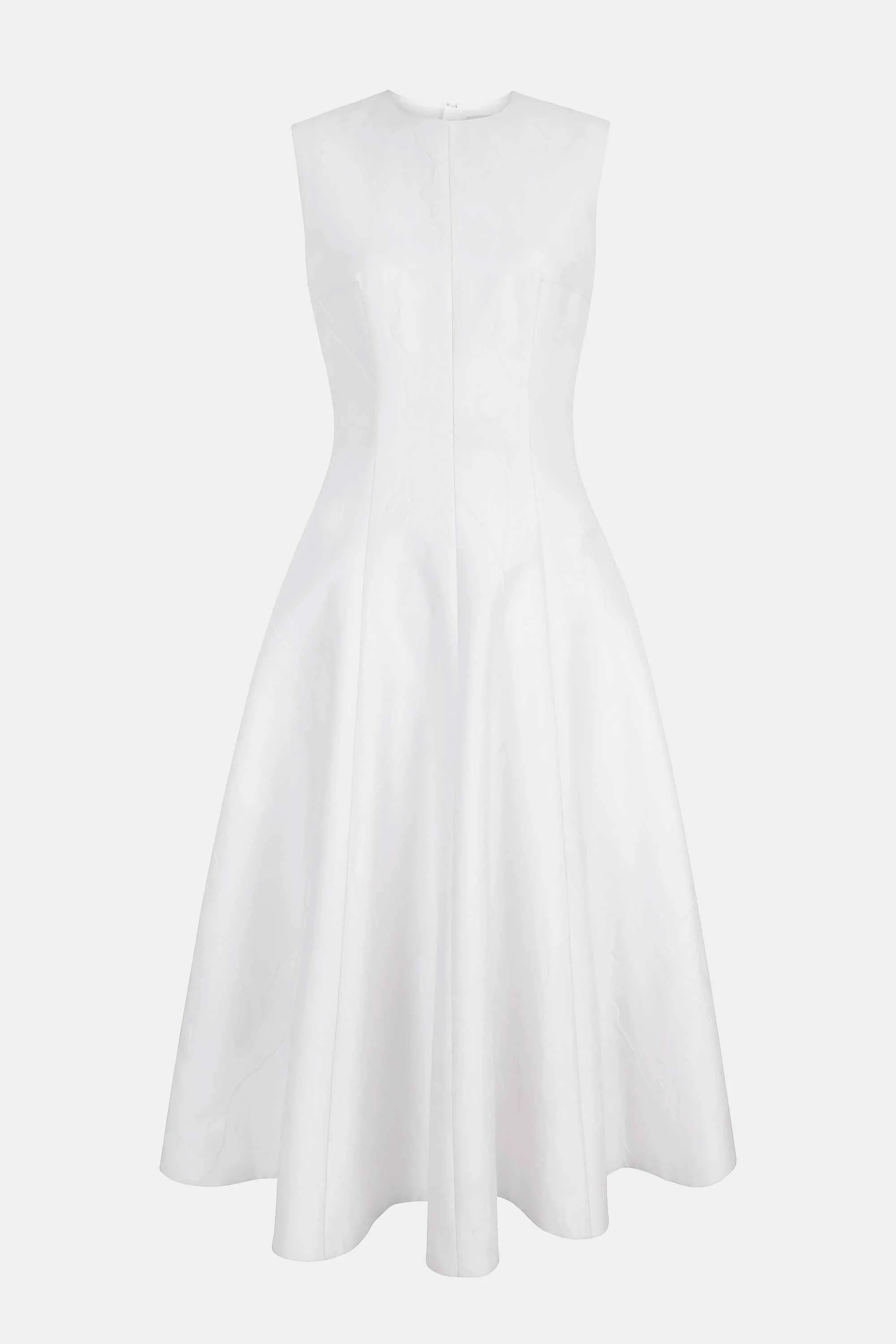 Mara Dress in Optic White Floral Embossed Cloque