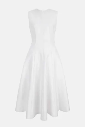 Mara Dress in Optic White Floral Embossed Cloque