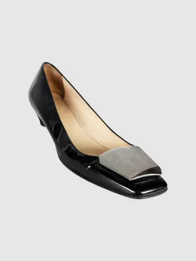 Metal Plaque Patent Kitten Heels - Size 37.5