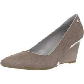 Nadia Light Taupe Pony Two Tone Patent Calvin Klein Wedge Pumps