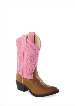 Old West Pink Childrens Girls Leather Narrow J Toe Cowboy Western Boots 13 D