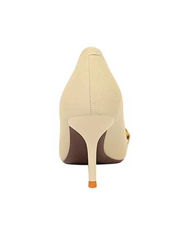 Pointed Toe Metal buckle Pump
