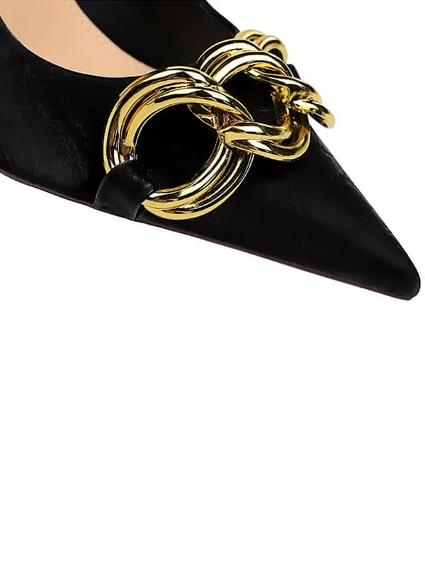Pointed Toe Metal buckle Pump