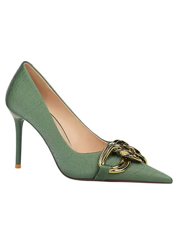 Pointed Toe Metal buckle Pump