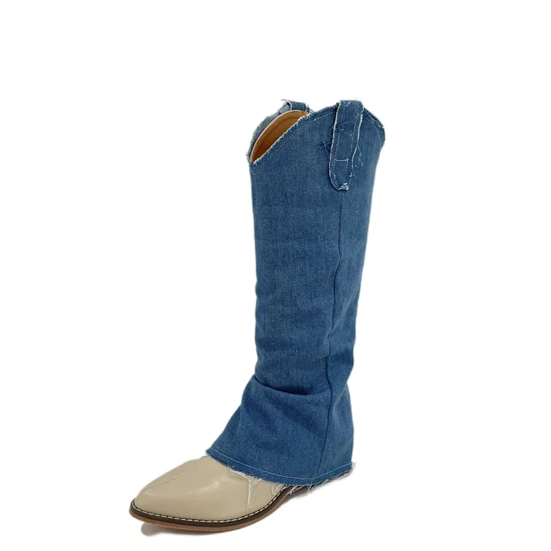 Pointed Toe Thick Heel Western Cowboy Boots for Women