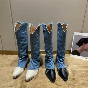 Pointed Toe Thick Heel Western Cowboy Boots for Women