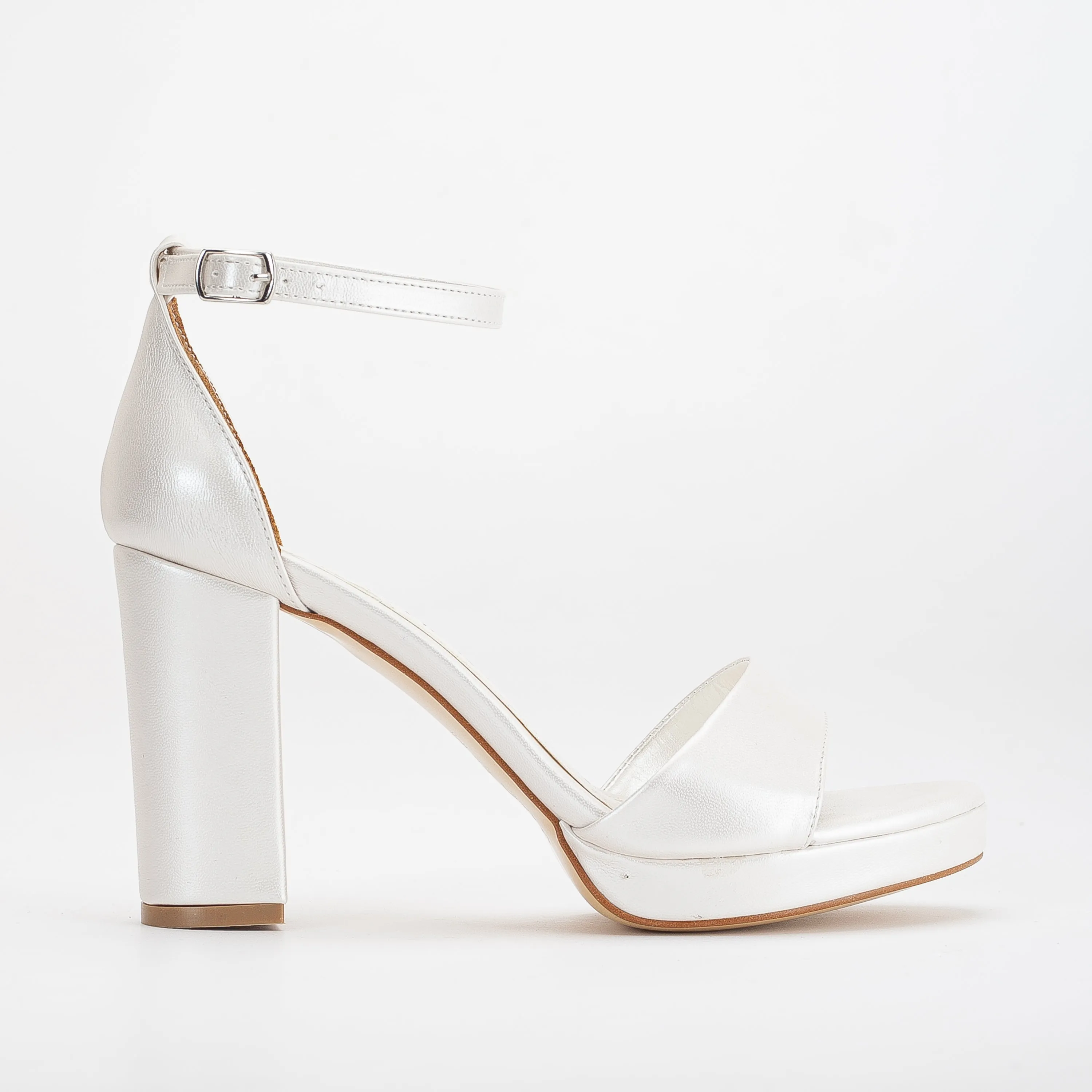 Renee - Ivory Platform Sandals with Pearls